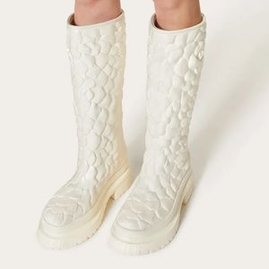 Valentino White Rose Boots